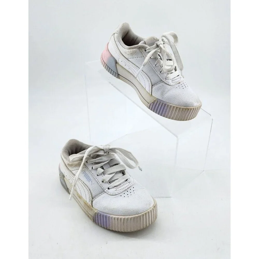 Puma Girls Carina Fade 2 Lace Up Sneakers Casual Shoes White 383925-02 Size‎ 11C